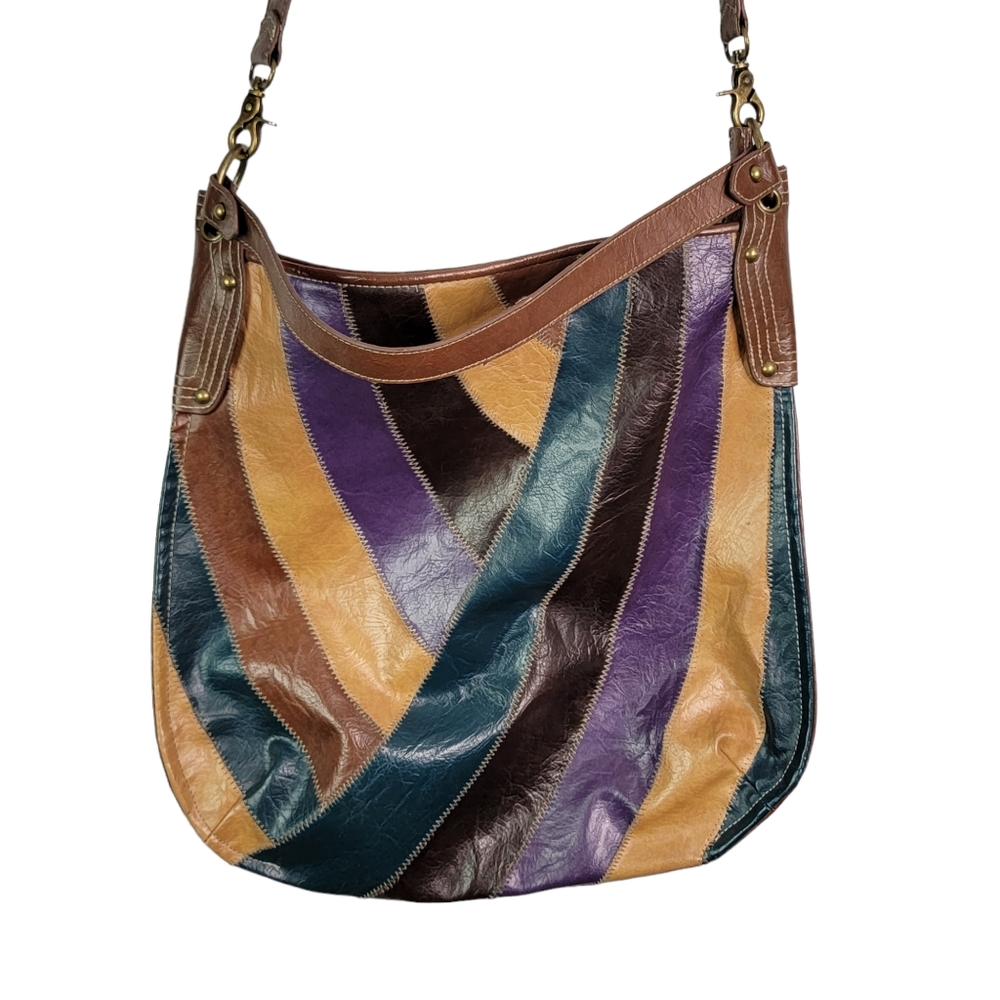 DECREE Patchwork Colorblock Vintage Style Boho Crossbody Shoulder Bag Purse - Picture 2 of 16